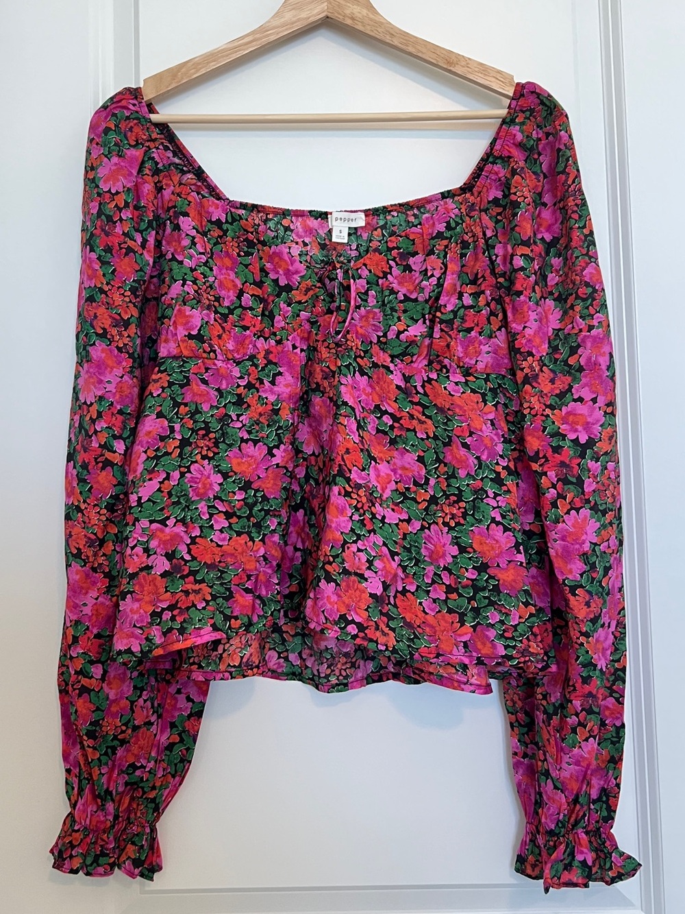 Blu Pepper Pink Floral Babydoll Blouse